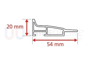 Seuil Alu Plat PMR (H) 20 mm x (P) 54 mm