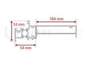 Dormant Std Epaisseur 54 mm + Tapée 104 mm pour Doublage de 160 mm + Recouvrement Intérieur 15 mm