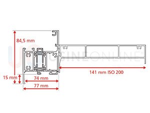 Dormant Std Epaisseur 57 mm + Tapée 141 mm pour Doublage de 200 mm + Recouvrement Intérieur 15 mm