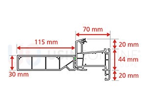 Dormant Std Epaisseur 70 mm + Tapée 115 mm pour Doublage de 180 mm + Recouvrement Intérieur 20 mm