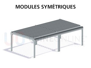 2 Modules Symétriques avec Profil d'Etanchéité (8 Poteaux dont ceux du Milieu Centrés)