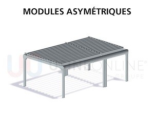 2 Modules Asymétriques avec Profil d'Etanchéité (8 Poteaux dont ceux du Milieu Décentrés)