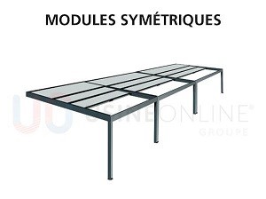 3 Modules Symétriques avec Profil d'Etanchéité (4 Poteaux à Distance Égale)