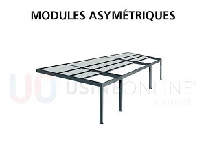 3 Modules Asymétriques avec Profil d'Etanchéité (4 Poteaux à Distance Inégale)