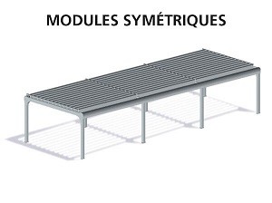 3 Modules Symétriques (8 Poteaux dont ceux du Milieu Centrés) 