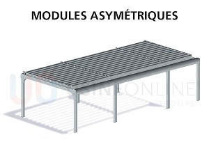 3 Modules Asymétriques (8 Poteaux dont ceux du Milieu Décentrés) 	