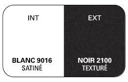 Bicoloration Int Blanc 9016 Satiné / Ext Noir 2100 Texturé Givré