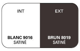Bicoloration Int Blanc 9016 Satiné / Ext Brun Gris 8019 Satiné