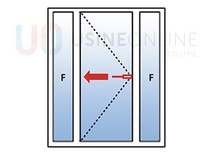 Option Fixes Latéraux Droit + Gauche Porte 1 Vantail Tirant Gauche (Poignée à Droite Tirant sur la Gauche) - Vue de l'Intérieur