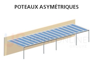 Poteaux Asymétriques (5 Poteaux à Distance Inégale, Position et Évacuation d'Eau des Poteaux Centraux à faire sur Place)