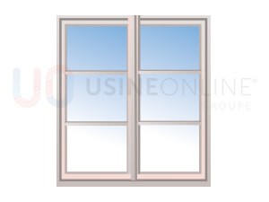 Avec x2 Petits Bois Intégrés 26x8mm Horizontaux (3 Carreaux) par Vantail (Teinte Assortie)