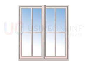 Avec x2 Petits Bois Intégrés 26x8mm 4 Carreaux (Croisillons : x1 Vertical, x1 Horizontal) par Vantail (Teinte Assortie)