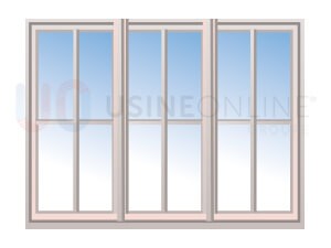 Avec x2 Petits Bois Intégrés 26x8mm 4 Carreaux (Croisillons : x1 Vertical, x1 Horizontal) par Vantail (Teinte Assortie)