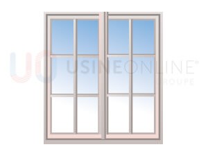 Avec x3 Petits Bois Intégrés 26x8mm 6 Carreaux (Croisillons : x1 Vertical, x2 Horizontaux) par Vantail (Teinte Assortie)