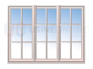 Avec x3 Petits Bois Intégrés 26x8mm 6 Carreaux (Croisillons : x1 Vertical, x2 Horizontaux) par Vantail (Teinte Assortie)