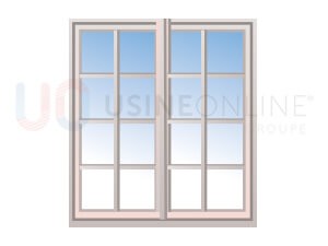 Avec x4 Petits Bois Intégrés 26x8mm 8 Carreaux (Croisillons : x1 Vertical, x3 Horizontaux) par Vantail (Teinte Assortie)