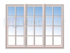 Avec x4 Petits Bois Intégrés 26x8mm 8 Carreaux (Croisillons : x1 Vertical, x3 Horizontaux) par Vantail (Teinte Assortie)