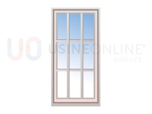 Avec x4 Petits Bois Intégrés 26x8mm 9 Carreaux (Croisillons : x2 Verticaux, x2 Horizontaux) par Vantail (Teinte Assortie)