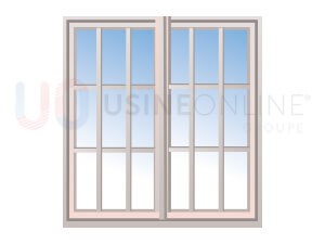 Avec x4 Petits Bois Intégrés 26x8mm 9 Carreaux (Croisillons : x2 Verticaux, x2 Horizontaux) par Vantail (Teinte Assortie)