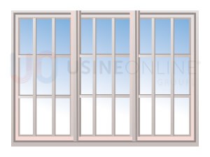 Avec x4 Petits Bois Intégrés 26x8mm 9 Carreaux (Croisillons : x2 Verticaux, x2 Horizontaux) par Vantail (Teinte Assortie)