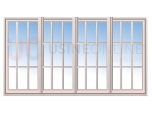 Avec x4 Petits Bois Intégrés 26x8mm 9 Carreaux (Croisillons : x2 Verticaux, x2 Horizontaux) par Vantail (Teinte Assortie)