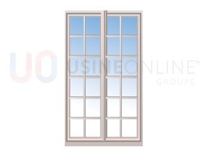 Avec x6 Petits Bois Intégrés 26x8mm 12 Carreaux (Croisillons : x1 Vertical, x5 Horizontaux) par Vantail (Teinte Assortie)