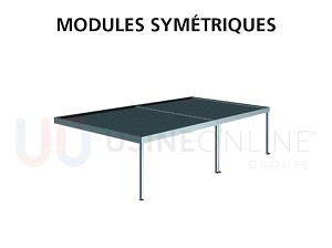 2 Modules Symétriques avec Profil d'Étanchéité (2 Poteaux du Milieu Centrés)