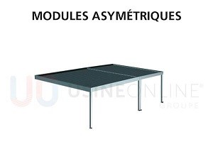 2 Modules Asymétriques avec Profil d'Étanchéité (2 Poteaux du Milieu Décentrés)