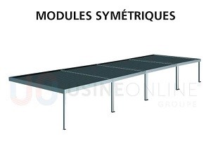4 Modules Symétriques avec Profils d'Étanchéité (6 Poteaux du Milieu Centrés)