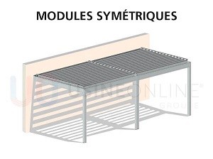 2 Modules Symétriques (1 Poteau au Milieu Centré)