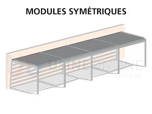 4 Modules Symétriques (3 Poteaux au Centre à Distance Égale)