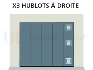 X3 Hublots Répartition Verticale à Droite (Vue Intérieure) - Position Hublots à Égale Distance sur la Hauteur