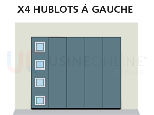 X4 Hublots Répartition Verticale à Gauche (Vue Intérieure) - Position Hublots à Égale Distance sur la Hauteur