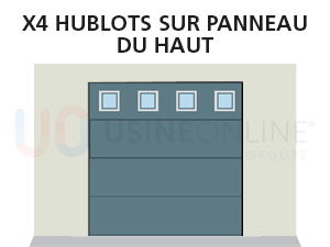 X4 Hublots Répartition Horizontale sur Panneau du Haut