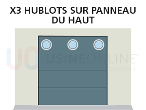X3 Hublots Ronds Répartition Horizontale sur Panneau du Haut
