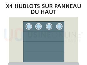 X4 Hublots Ronds Répartition Horizontale sur Panneau du Haut