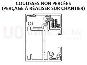 Coulisses Zip 42 x 55 mm Non Percées (Perçage à Réaliser sur Chantier)