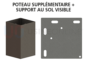 1 Poteau Supplémentaire + 1 Support au Sol Visible (Vis + Supports Fournis) - Hauteur + Teinte Identique à la Structure
