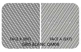 Coloris Toile Gris Blanc QM08 - Face B (Côté Intérieur) - Face A (Côté Extérieur)