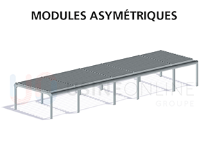 5 Modules Asymétriques (12 Poteaux dont ceux du Milieu Décentrés) 