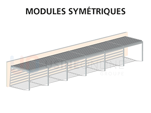 6 Modules Symétriques (5 Poteaux au Centre à Distance Égale)