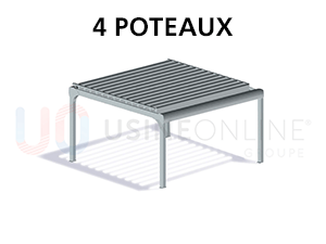 Pergola Bioclimatique Autoportée 1 Module (Avec 4 Poteaux)