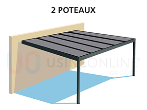 Pergola Toit Plat Rigide Adossée Avec 2 Poteaux