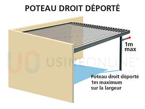 Poteau Droit Déporté sur la Largeur 1 m Maximum (Mécanisation + évacuation d'eau à faire sur place)