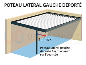 Poteau Latéral Gauche Déporté sur l'Avancée 1 m Maximum (Mécanisation + évacuation d'eau à faire sur place)