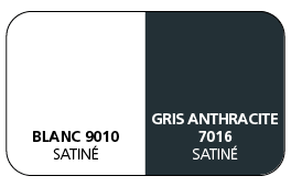 Coloris Panneaux Sandwich Épaisseur 27 mm 1 Face Blanc 9010 Aspect Satiné / 1 Face Gris Anthracite 7016 Aspect Satiné