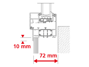 Dormant 70 mm pour Doublage de 72 mm + Aile de Recouvrement Intérieur de 10 mm + Pièce d'Appui à Cliper 30 mm