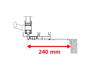 Dormant 133 mm + Tapées Rapportées de 107 mm pour Doublage de 240 mm + Pièce d'Appui à Cliper 128 mm - Coulissant 3 Rails
