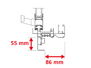 Dormant Épaisseur 118 mm Coulissant 2 Rails + Recouvrement Int 55x32 mm + Habillage Ext 60x40mm + Capot d'Appui 100x80mm