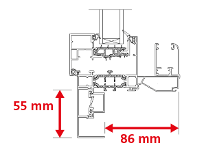 Dormant Ouvrant Caché Épaisseur 118 mm + Recouvrement Int 55x32 mm + Habillage Ext 60x40mm + Capot d'Appui 100x80mm